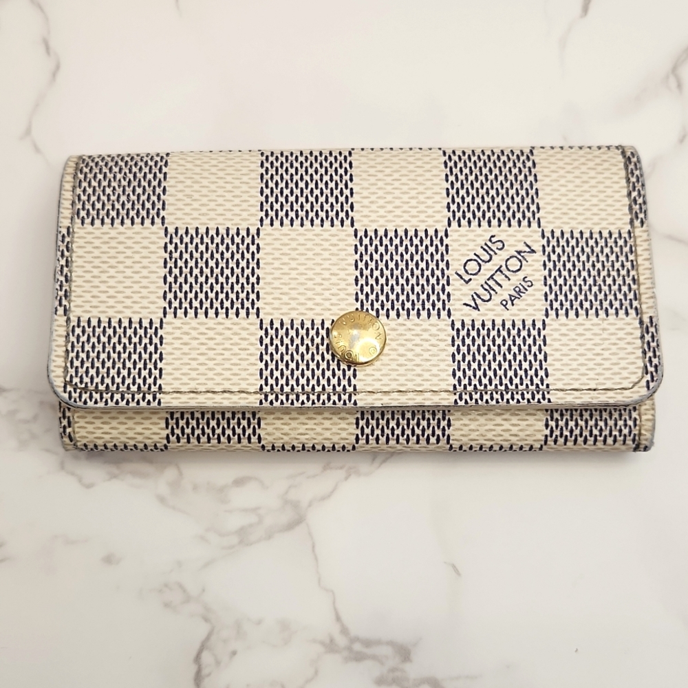 Authentic Louis Vuitton Damier Azur 4 Key Case